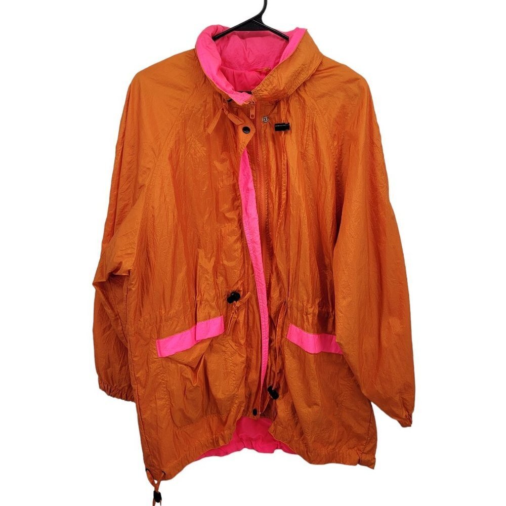 Red pepper women medium orange raincoat VTG jacket windbreaker coat nylon
